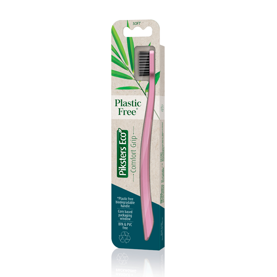 Piksters Eco Comfort Grip Zahnbürste, soft, kompakter Bürstenkopf